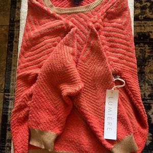 Vici Orange and Tan Chevron Sweater size Small